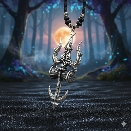 Handmade Shiv Trishul Damru Pendent