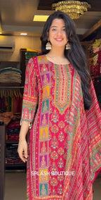 Timeless Grace: Exquisite Indian Woman in Vibrant Kurta Ensemble