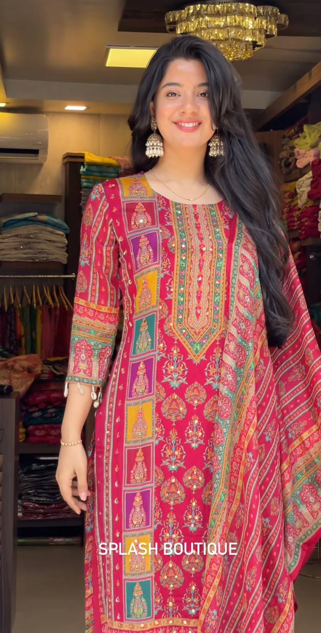 Timeless Grace: Exquisite Indian Woman in Vibrant Kurta Ensemble