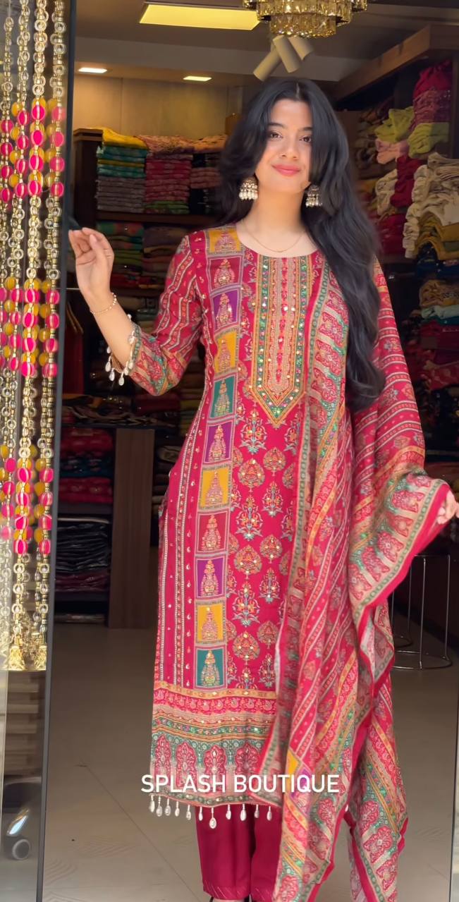 Timeless Grace: Exquisite Indian Woman in Vibrant Kurta Ensemble