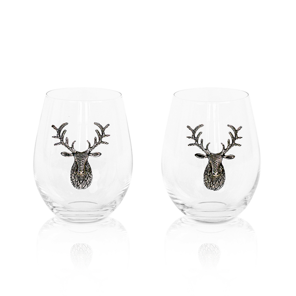 Silver Stag Deer Wine Glass