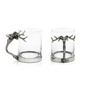 Silver Stag Deer Glass Mug