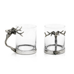 Silver Stag Deer Glass Mug