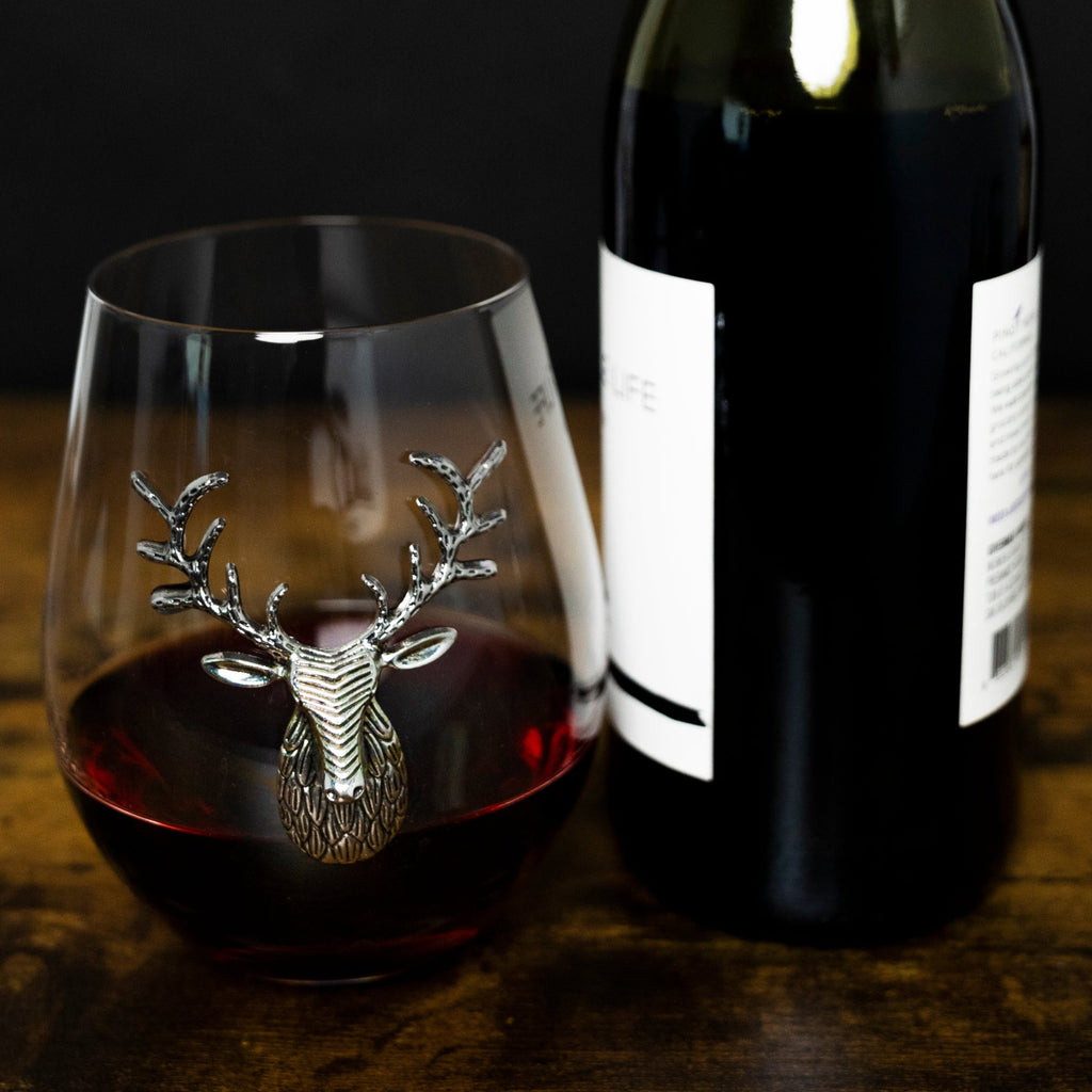 Silver Stag Deer Wine Glass
