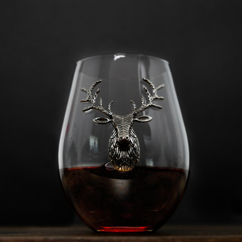Silver Stag Deer Wine Glass