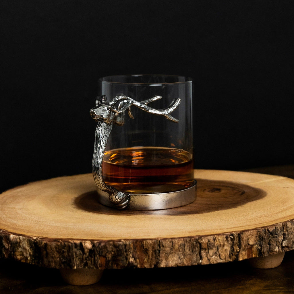 Silver Stag Deer Glass Mug