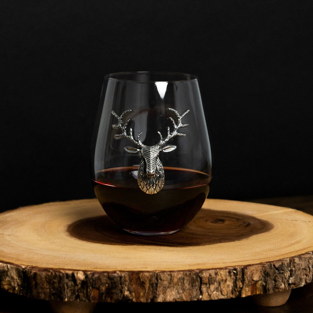 Silver Stag Deer Wine Glass