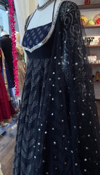 Classic Neavy Blue Block Print Muslin Cotton Anarkali Set