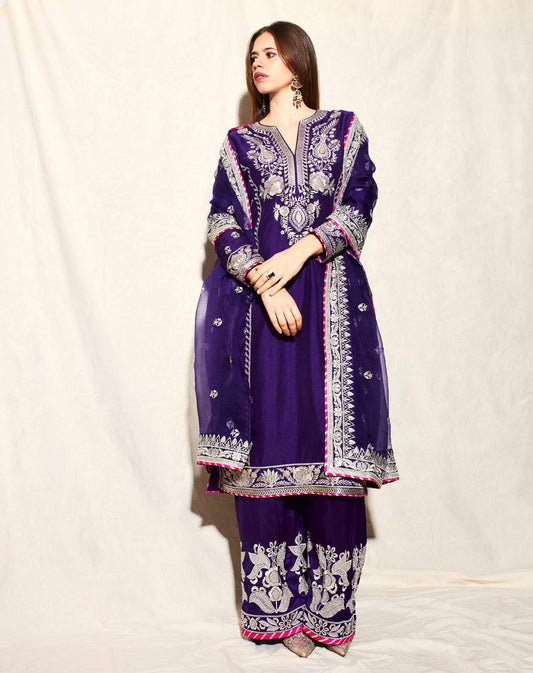 Royal Elegance: Deep Purple Embroidered Anarkali Suit