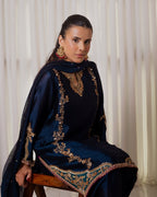 Midnight Blue Zari Embroidered Suit Set