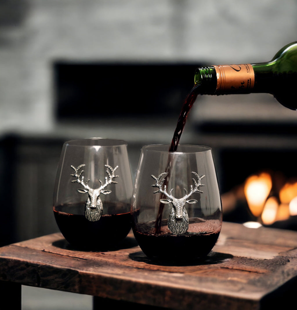 Silver Stag Deer Wine Glass