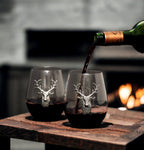 Silver Stag Deer Wine Glass