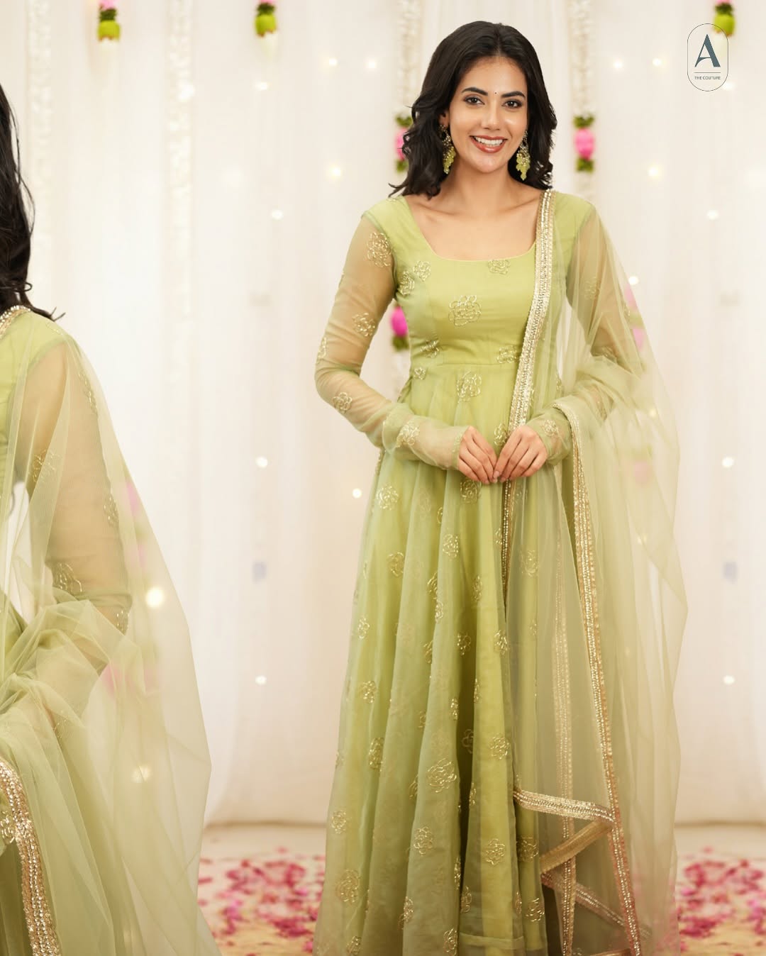 Pastel Green Embroidered Anarkali Suit