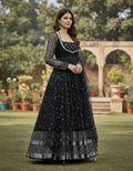 Classic Neavy Blue Block Print Muslin Cotton Anarkali Set