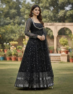 Classic Neavy Blue Block Print Muslin Cotton Anarkali Set