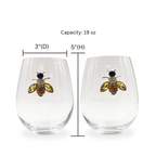 Bedazzled Bee Wine Glasses