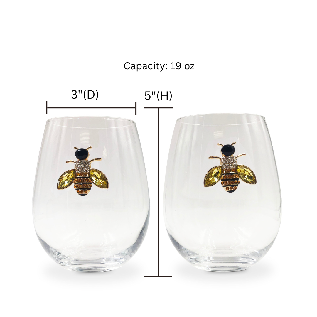 Bedazzled Bee Wine Glasses
