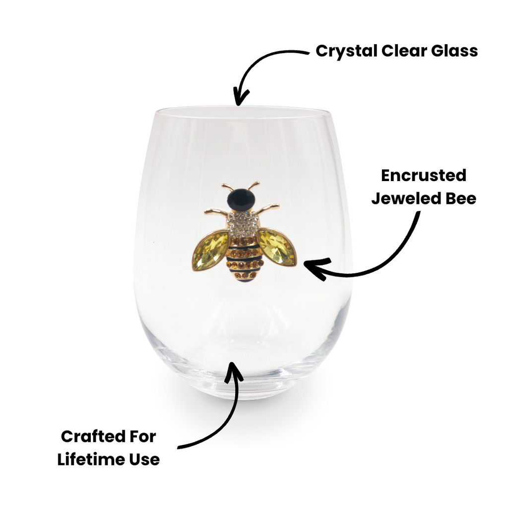 Bedazzled Bee Wine Glasses