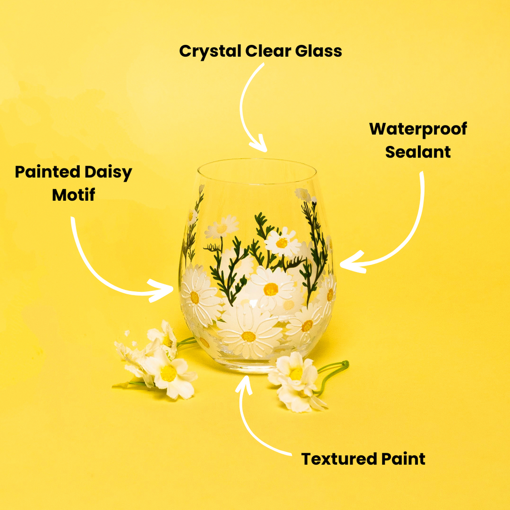 Daisy Painted Stemless Glasses
