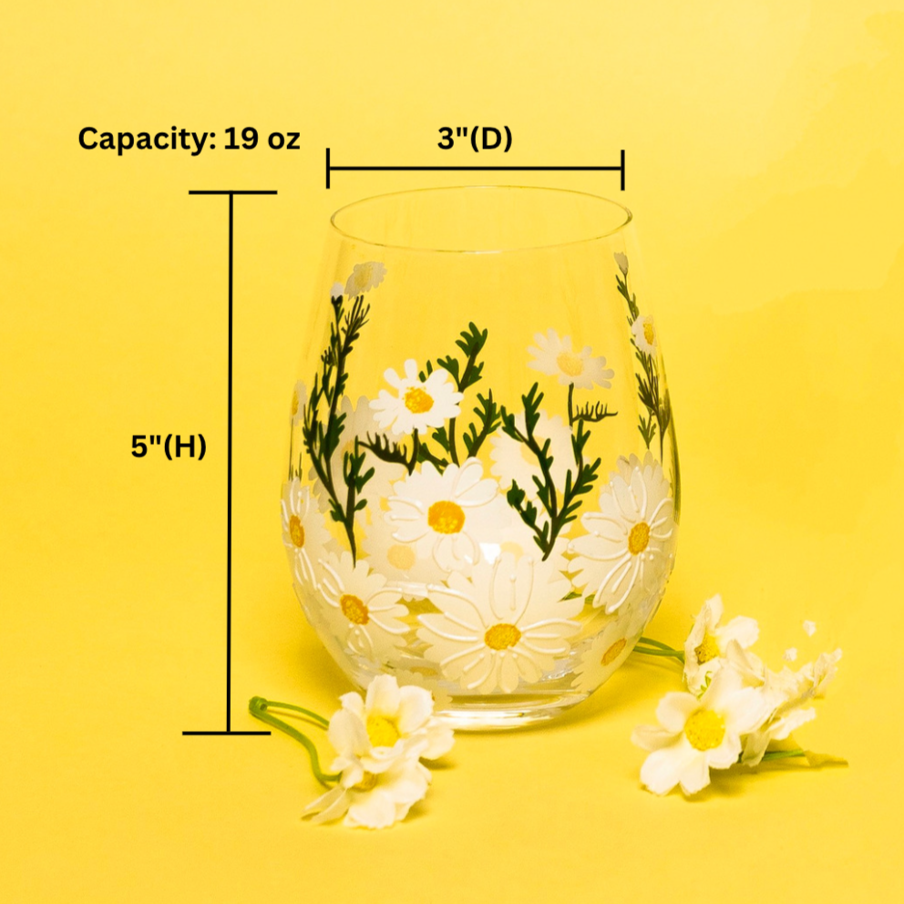 Daisy Painted Stemless Glasses