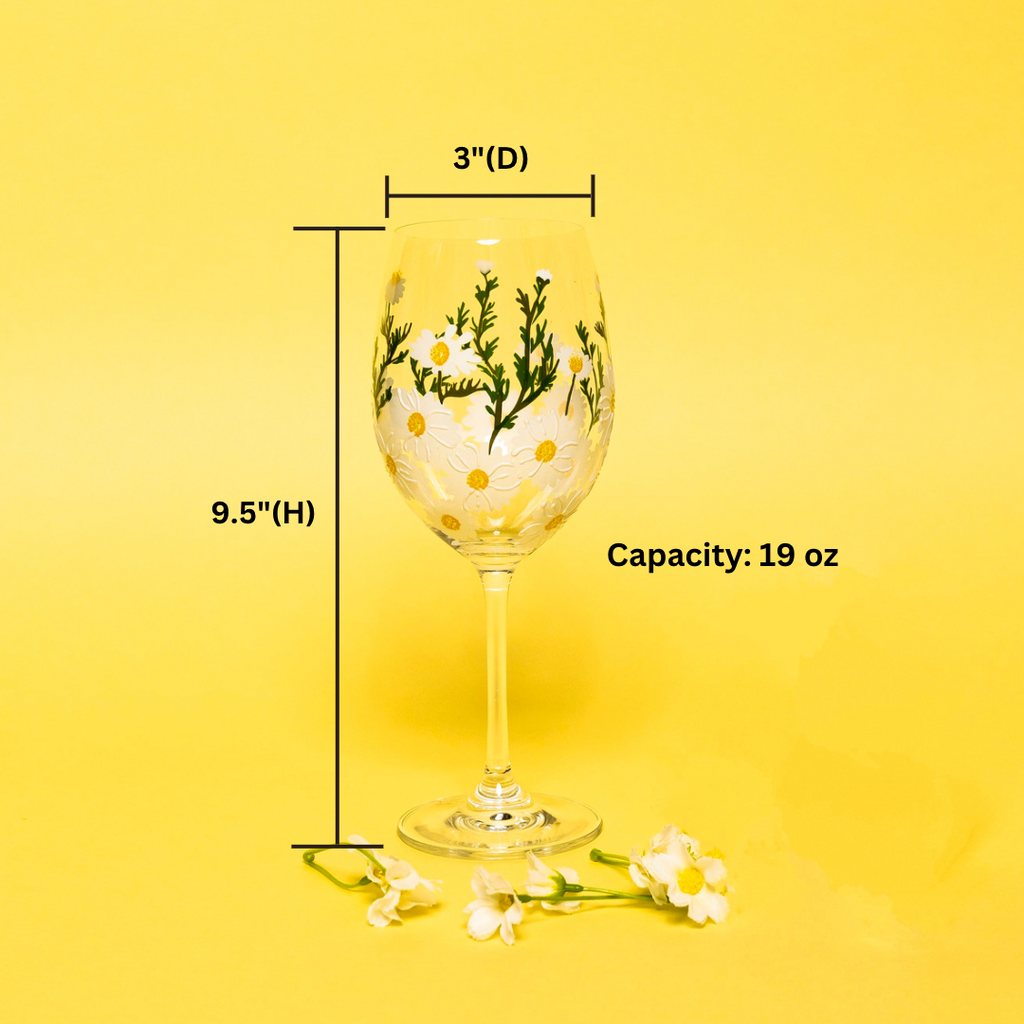 Painted Daisy Wine Glasses