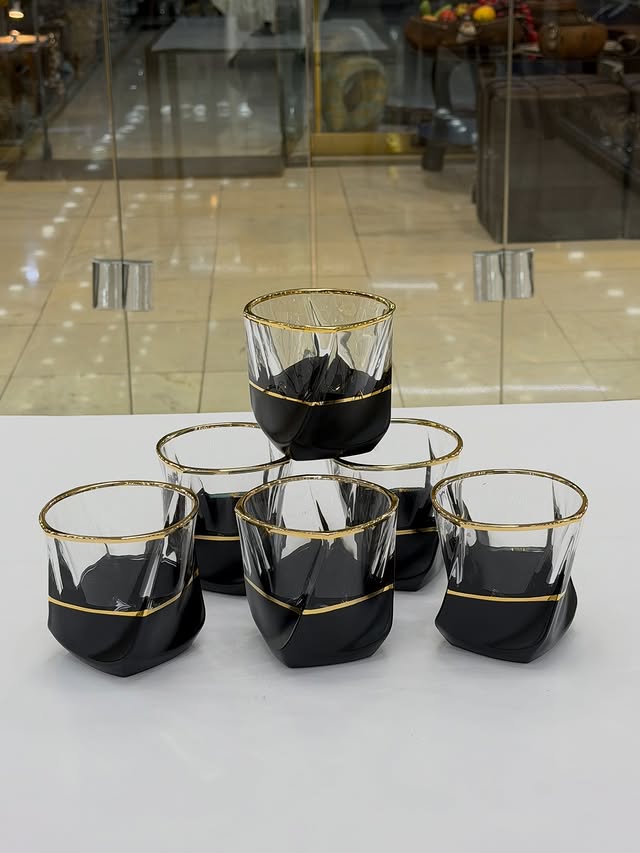 Sophisticated Hand-Blown Twisted Whiskey Glasses – The Midnight & Gold Collection - Set of 2