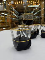 Sophisticated Hand-Blown Twisted Whiskey Glasses – The Midnight & Gold Collection - Set of 2