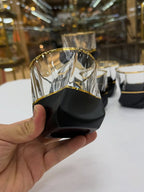 Sophisticated Hand-Blown Twisted Whiskey Glasses – The Midnight & Gold Collection - Set of 2