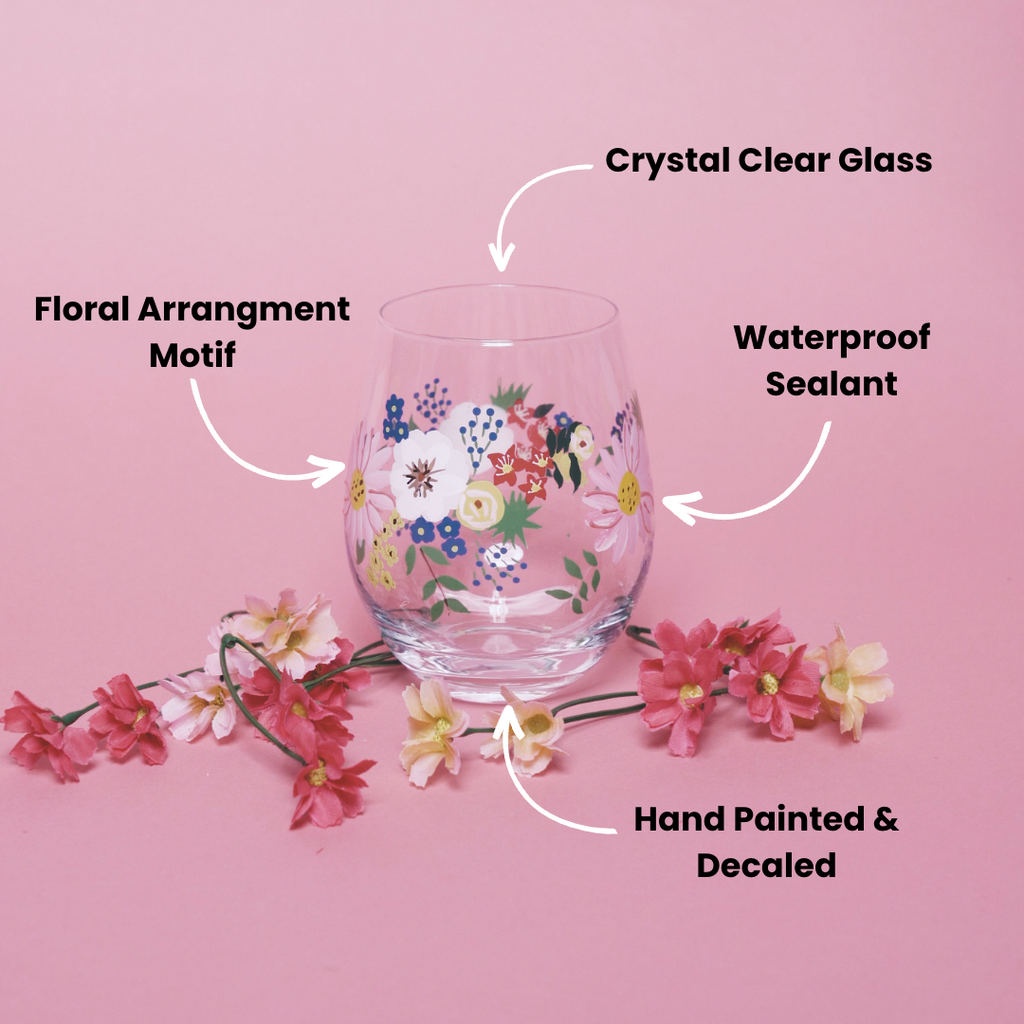 Painted Floral Stemless Glasses