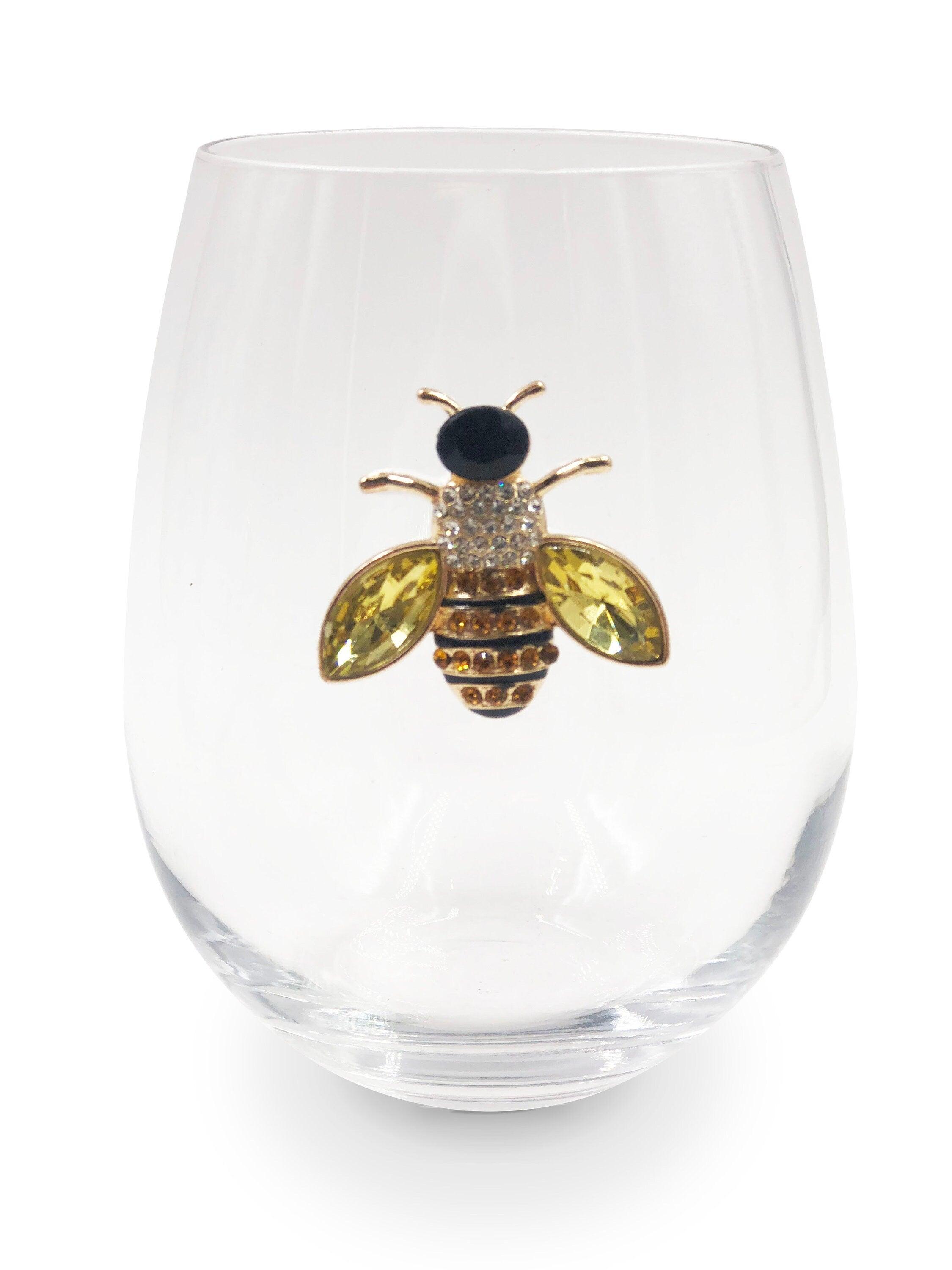 Bedazzled Bee Wine Glasses