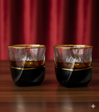 Sophisticated Hand-Blown Twisted Whiskey Glasses – The Midnight & Gold Collection - Set of 2