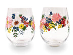 Painted Floral Stemless Glasses