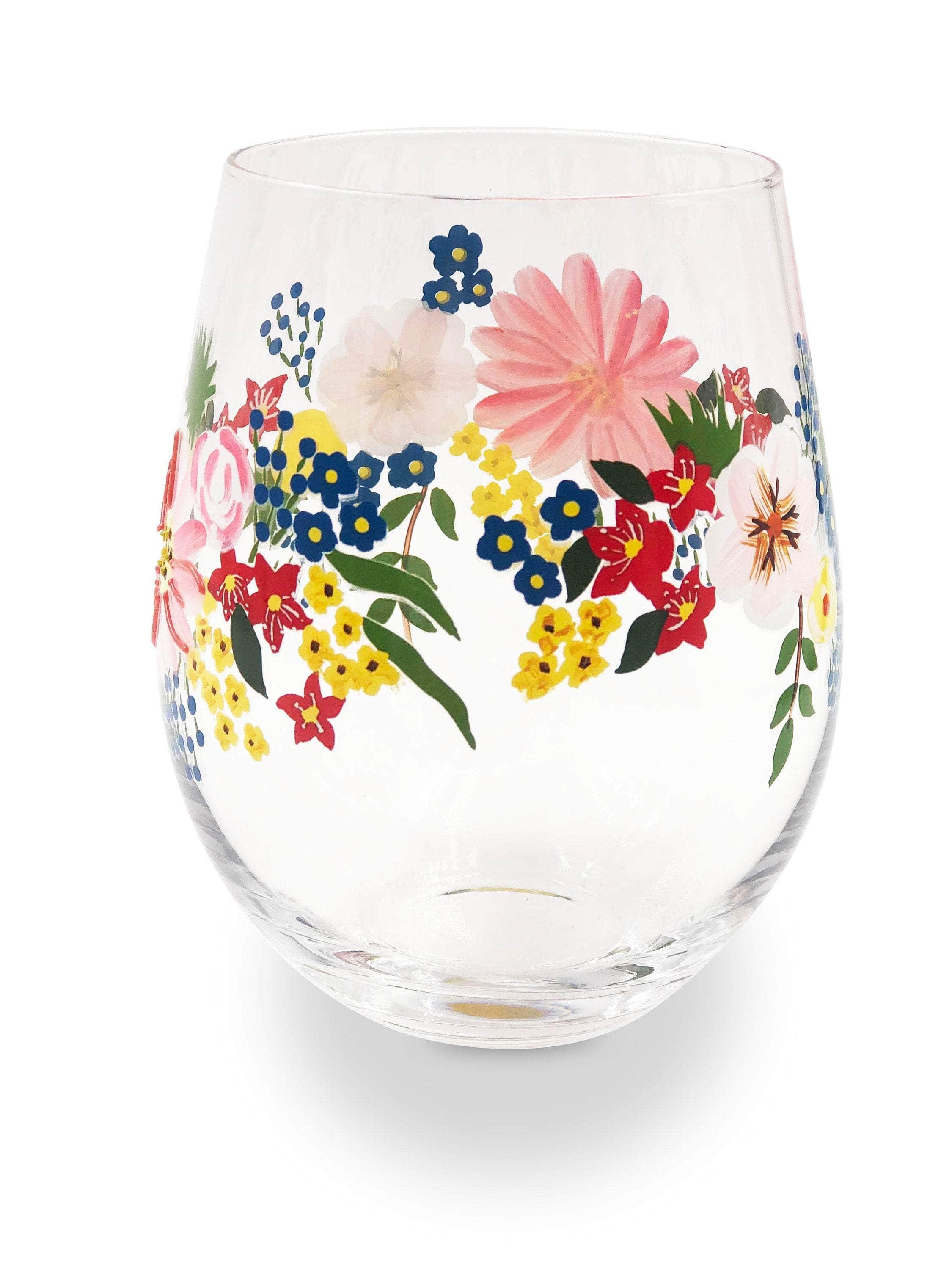 Painted Floral Stemless Glasses