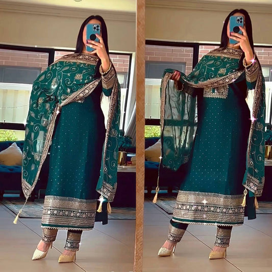 Fancy Style Designer Long Top, Pant and Dupptta