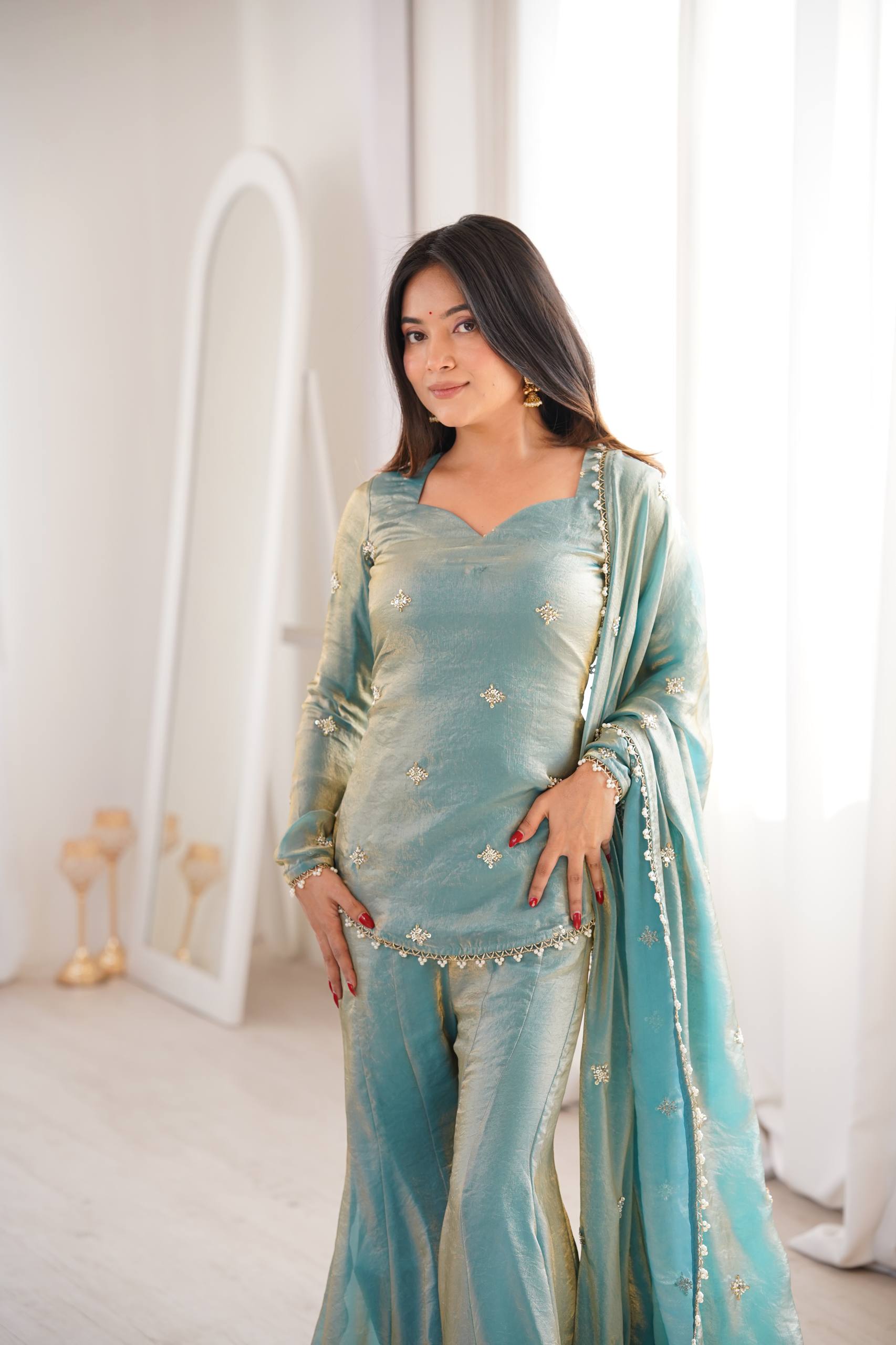 Mehrunisa Sea Green Royal Set