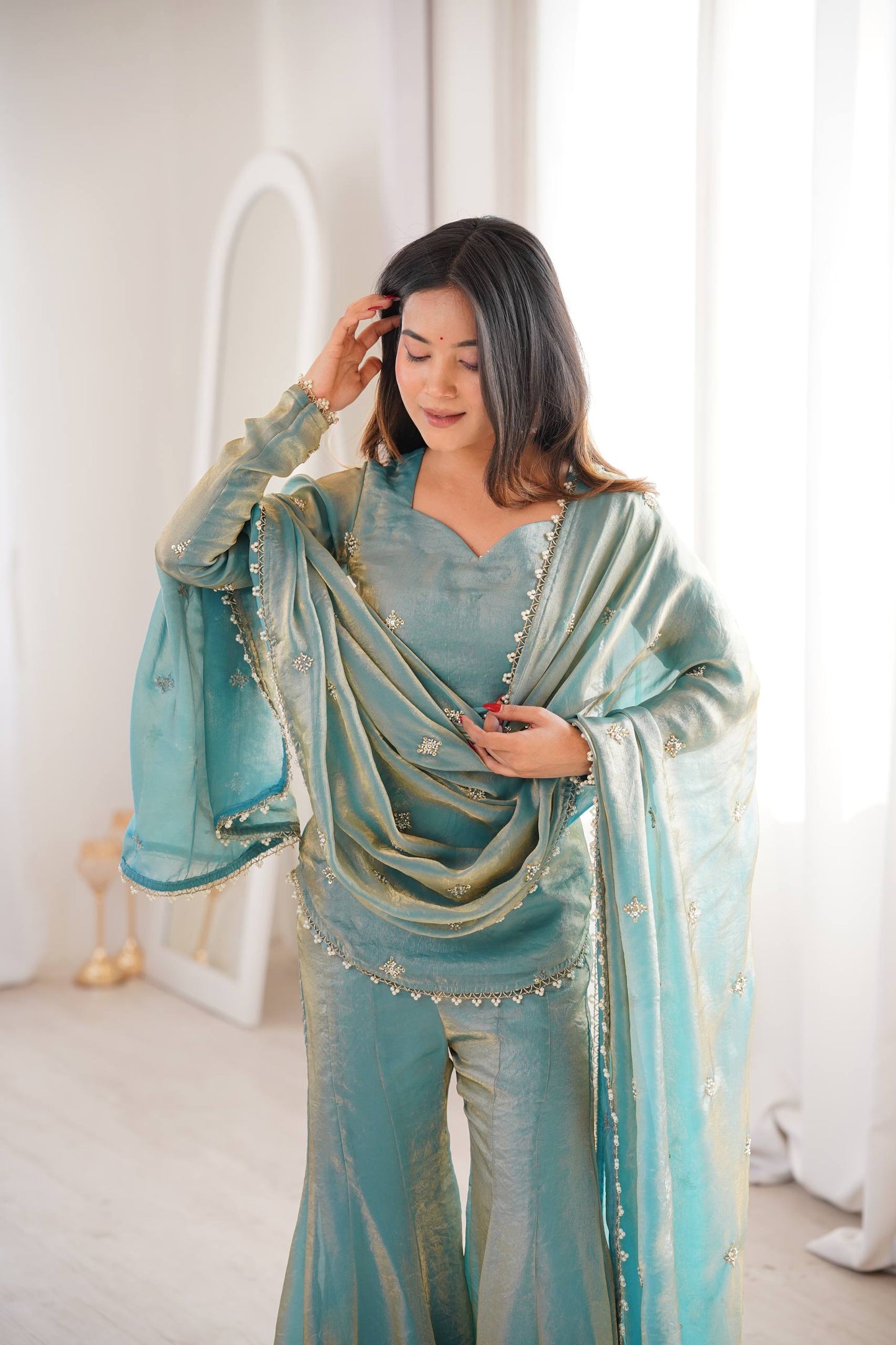 Mehrunisa Sea Green Royal Set