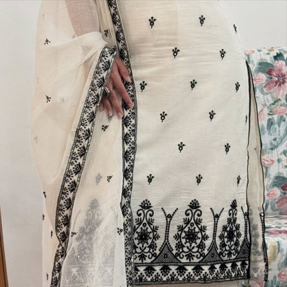 Luxe Black and White Embroidered Salwar Suit