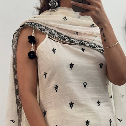 Luxe Black and White Embroidered Salwar Suit