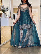 Luxury Embellished Sharara Set in Purple Gold