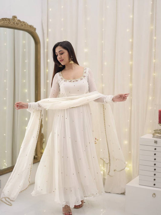 The Enchantment of a White Anarkali Dress