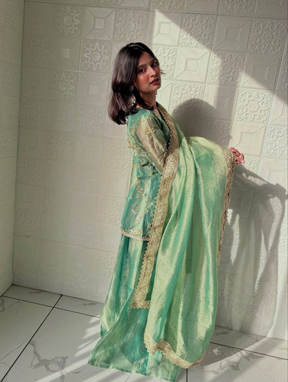 Festive Mint Green Sharara Set for Weddings & Celebrations