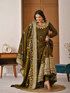 Royal Silk Embroidered Partywear Anarkali Ensemble