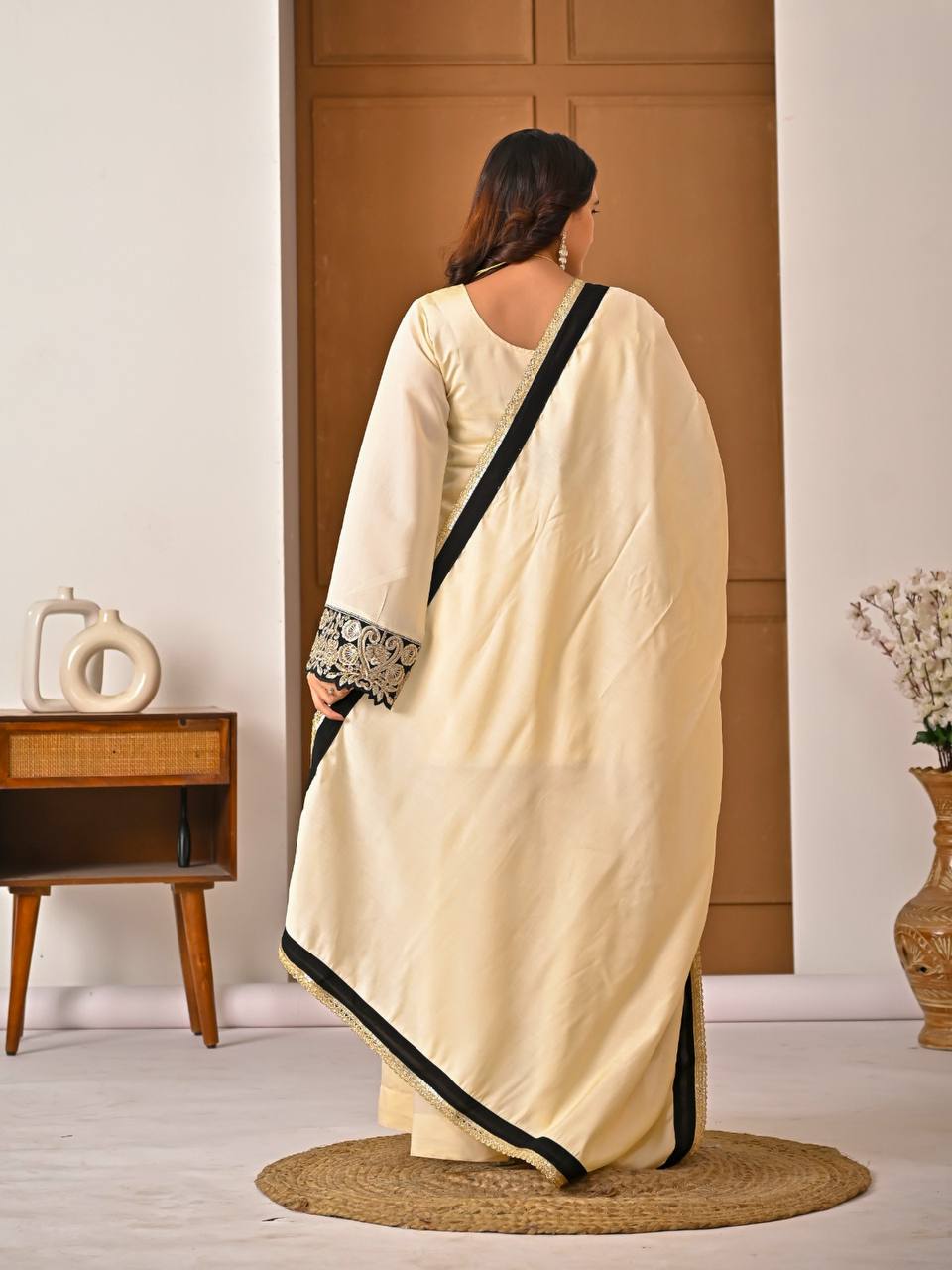 Regal Ivory Ethnic Set with Black & Gold Embroidery
