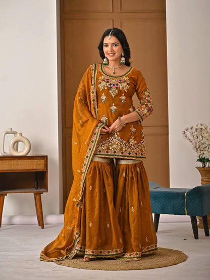 Designer Luxury Silk Sharara Suit for Special Occasions