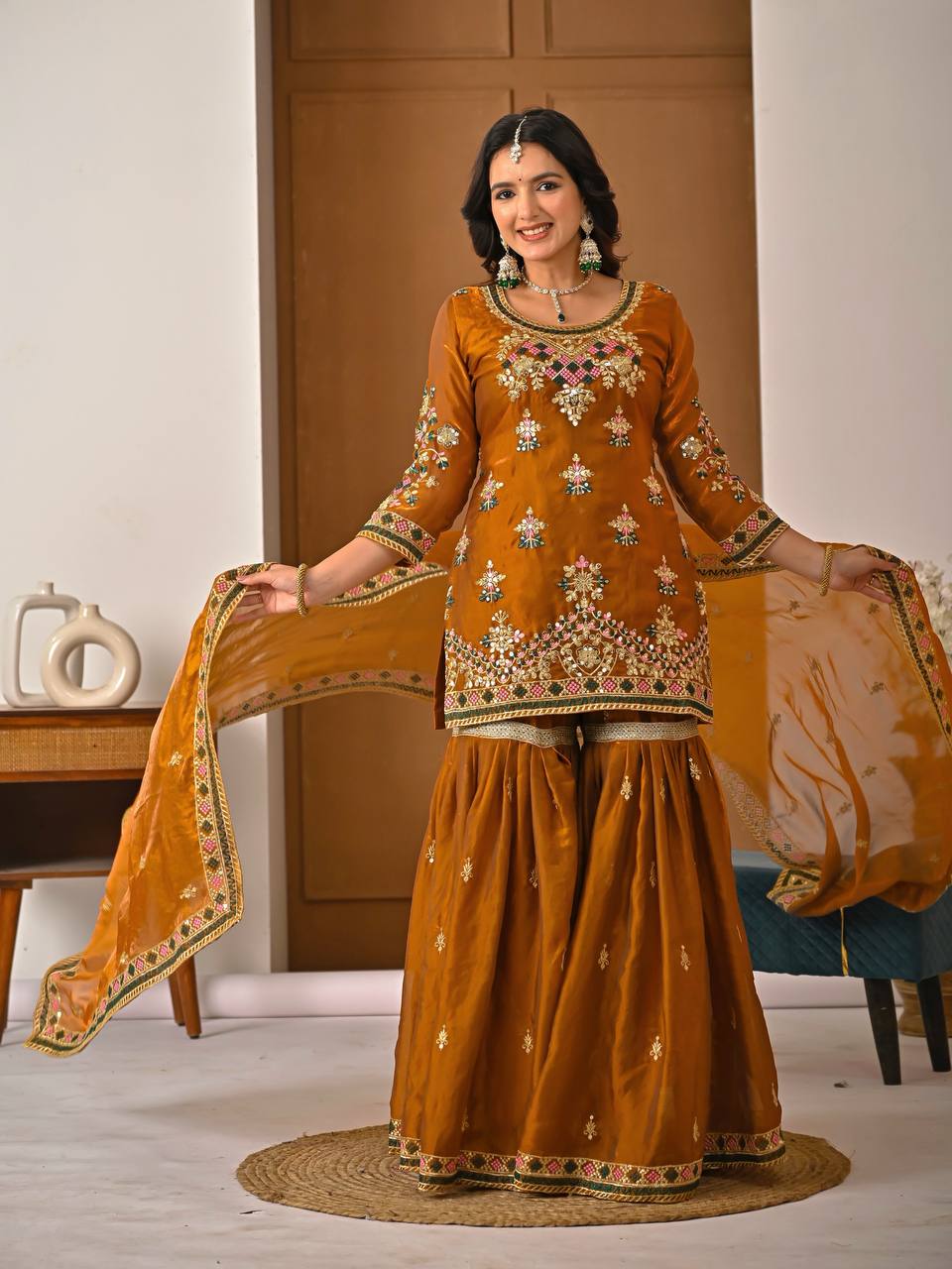 Designer Luxury Silk Sharara Suit for Special Occasions