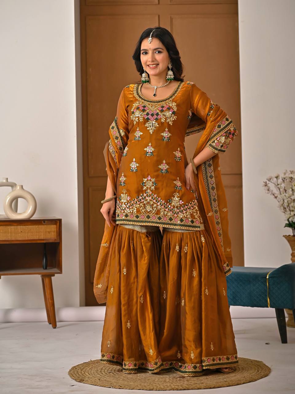 Designer Luxury Silk Sharara Suit for Special Occasions