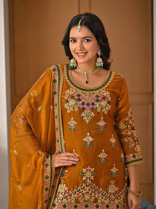 Designer Luxury Silk Sharara Suit for Special Occasions