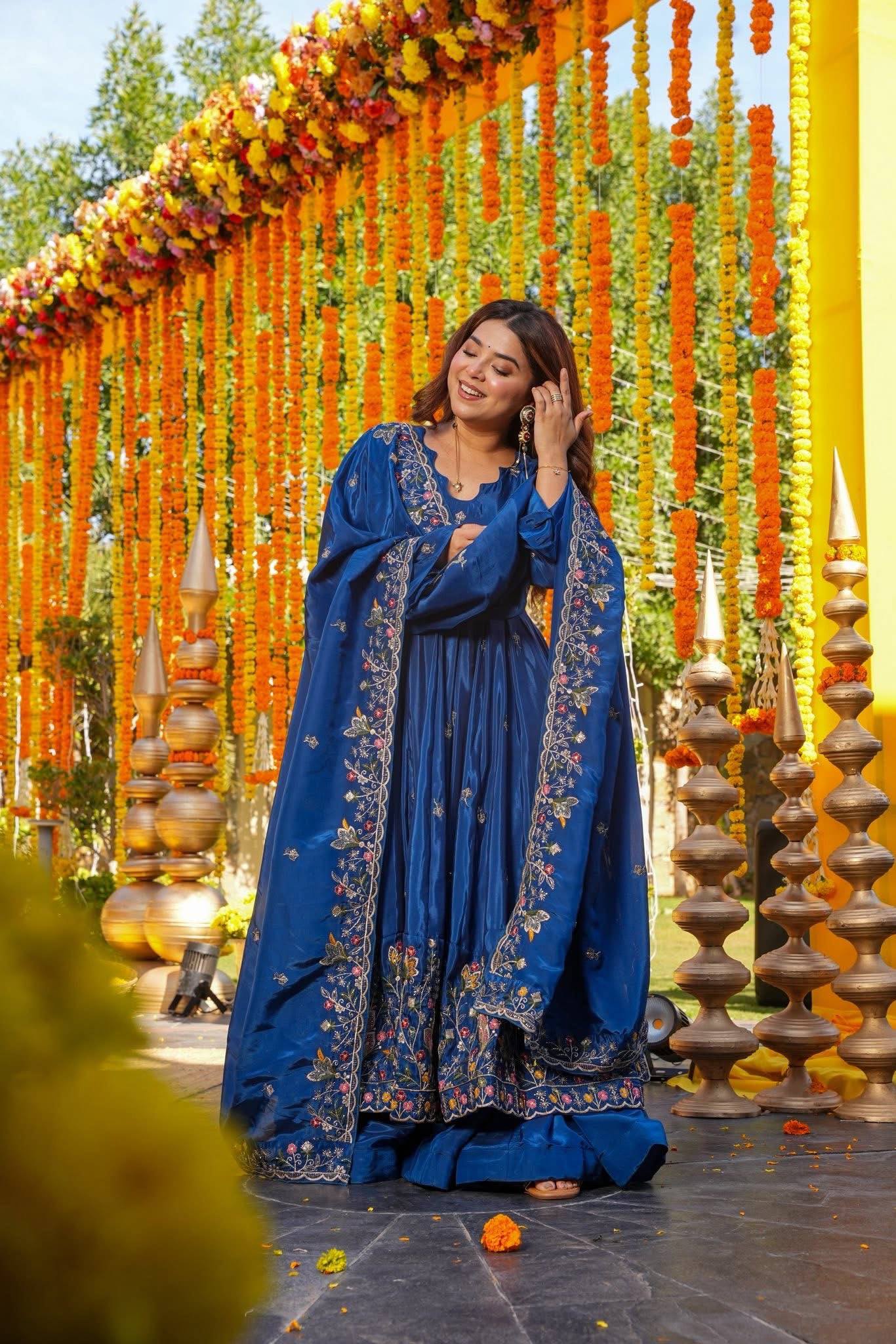 Festive Royalty Wine Anarkali Set
