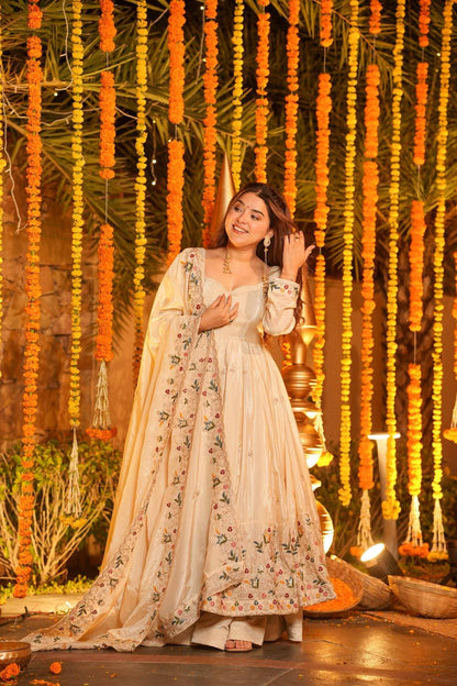 Festive Royalty Wine Anarkali Set