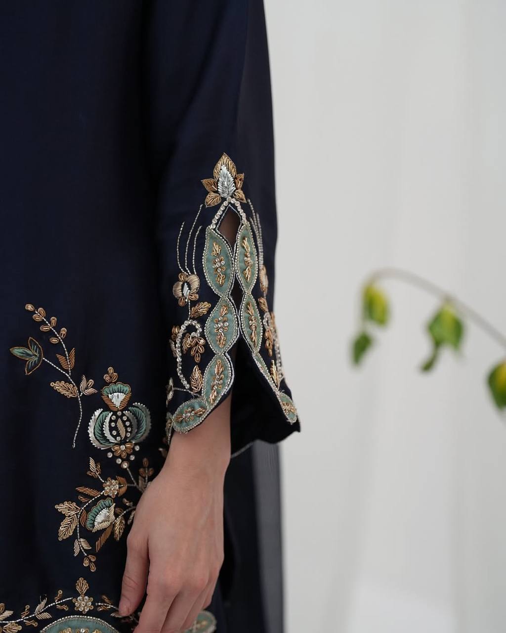 Elegant Midnight Blue Ethnic Kurta Palazzo Set